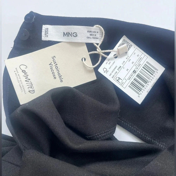 Mango MNG Sustainable Viscose Black Sleeveless Dress Pockets Size M Zipper Back - Picture 4 of 9